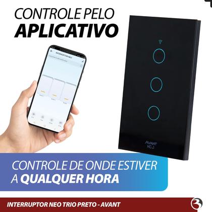 Imagem de Interruptor Inteligente Wifi 3 Botões Touch 4x2 Digital Smart Alexa Google Home - AVANT NEO