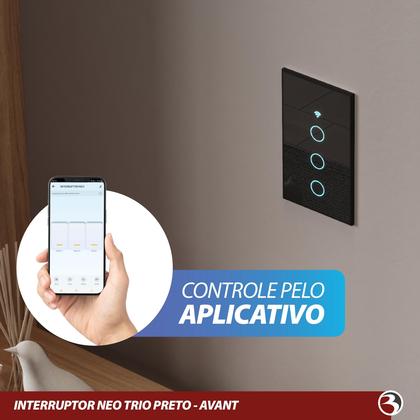 Imagem de Interruptor Inteligente Wifi 3 Botões Touch 4x2 Digital Smart Alexa Google Home - AVANT NEO