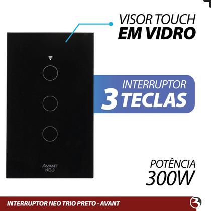 Imagem de Interruptor Inteligente Wifi 3 Botões Touch 4x2 Digital Smart Alexa Google Home - AVANT NEO