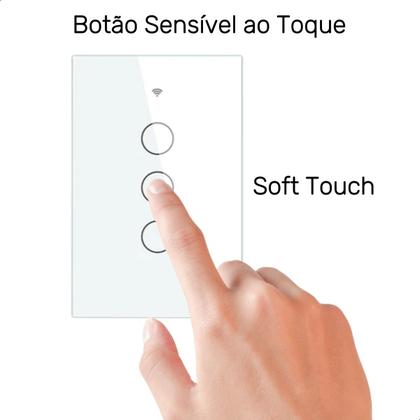 Imagem de Interruptor Inteligente Wifi 3 Botões Touch Alexa Tuya B