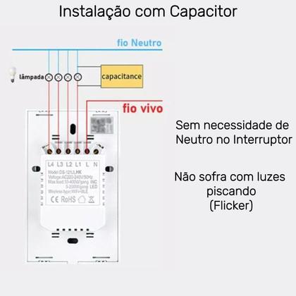 Imagem de Interruptor Inteligente Wifi 3 Botões Touch Alexa Tuya B