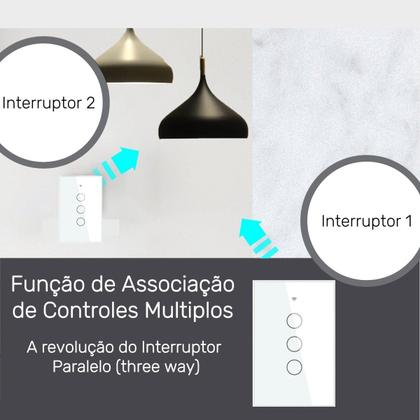 Imagem de Interruptor Inteligente Wifi 3 Botões Touch Alexa Tuya B