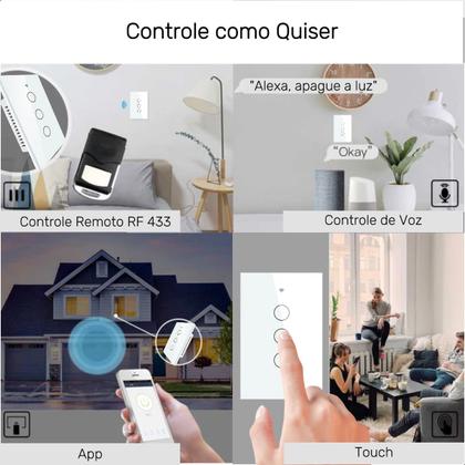Imagem de Interruptor Inteligente Wifi 3 Botões Touch Alexa Tuya B