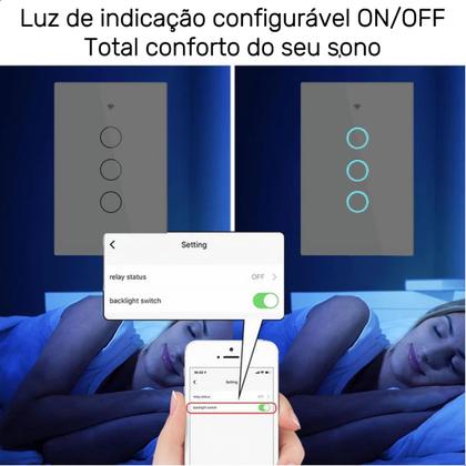 Imagem de Interruptor Inteligente Wifi 3 Botões Touch Alexa Tuya B