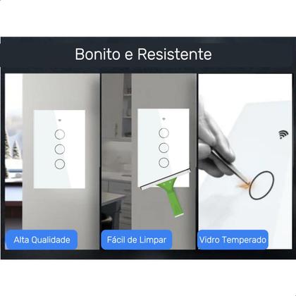 Imagem de Interruptor Inteligente Wifi 3 Botões Touch Alexa Tuya B