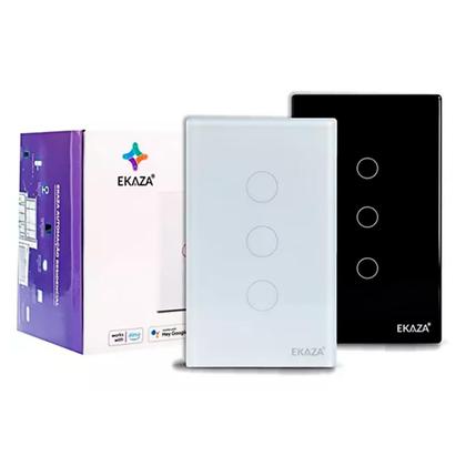 Imagem de Interruptor Inteligente Wifi 3 Botões Touch Smart Ekaza Alexa e Google