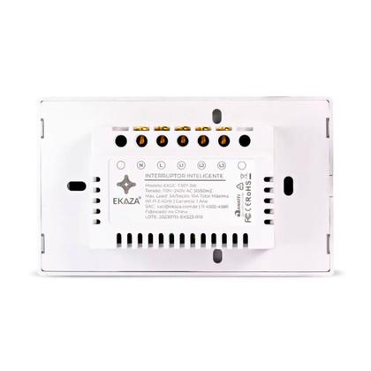 Imagem de Interruptor Inteligente Wifi 3 Botões Touch Smart Ekaza Alexa e Google