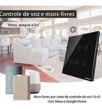 Imagem de Interruptor Inteligente Wifi 6 Botões 4X4 Alexa Google Preto