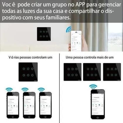 Imagem de Interruptor Inteligente Wifi 6 Botões 4X4 Alexa Google Preto