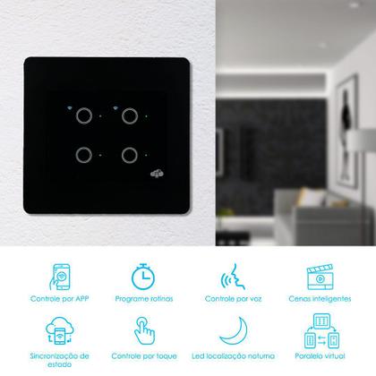 Imagem de Interruptor Inteligente WiFi Coisas Espertas 4x2 De 4 Canais