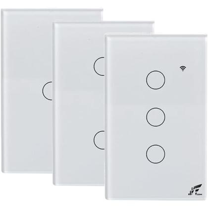 Imagem de Interruptor Inteligente WiFi Controle Por Aplicativo E Comando De Voz E RF433, Paralelo, 2 Botões Tecla Touch, Acabamento Em Vidro