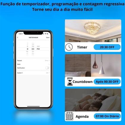 Imagem de Interruptor Inteligente WiFi Controle Por Aplicativo E Comando De Voz E RF433, Paralelo, 2 Botões Tecla Touch, Acabamento Em Vidro