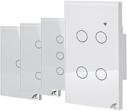 Imagem de Interruptor Inteligente WiFi Controle Por Aplicativo E Comando De Voz E RF433, Paralelo, 3 Botões Tecla Touch, Acabamento Em Vidro