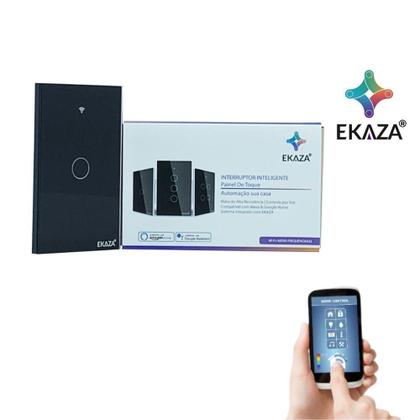 Imagem de Interruptor Inteligente Wifi Ekaza 1 Botão preto - Alexa Google Assistant