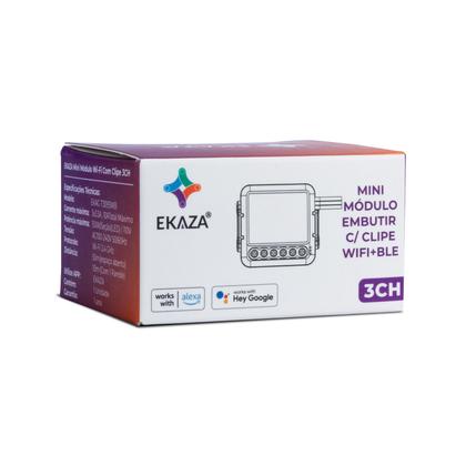 Imagem de Interruptor Inteligente Wifi Mini Módulo 3 Canais Ekaza Alexa e Google