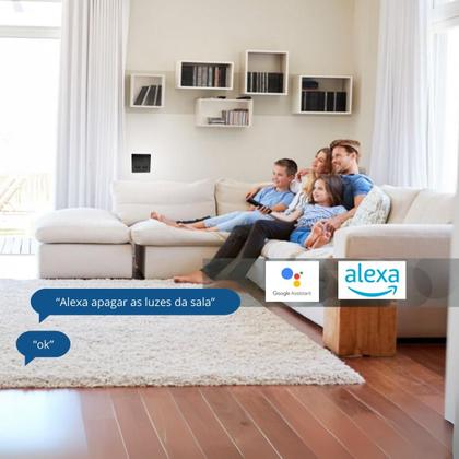 Imagem de Interruptor Inteligente Wifi Novadigital 4 Teclas Botões Touch 2 Tomadas 10a 4x4 Automação Tuya Smart Life Compatível Alexa Google Itwk4x4B Preto