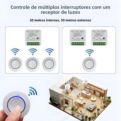 Imagem de Interruptor Inteligente WiFi Receptor De Relé 433Mhz Botão Redondo Mini Sem Fio Controle Remoto