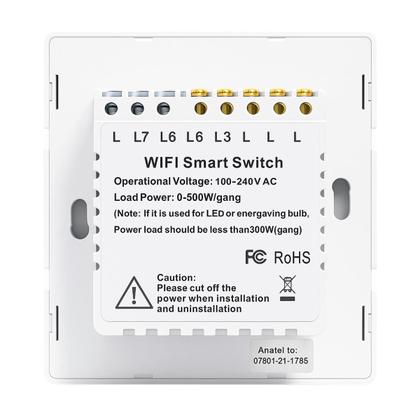 Imagem de Interruptor Inteligente WiFi Tuya 6 Teclas Touch Smart Alexa BR206