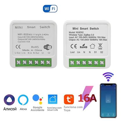 Imagem de Interruptor Inteligente WiFi Tuya ZigBee Módulo De Relé De 2 Vias 220V 110V 16A Controle Por Voz