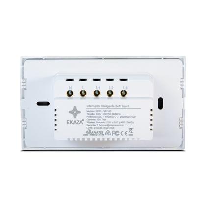 Imagem de Interruptor Inteligente Wifi Vênus 3 Botões Soft Touch Branco Ekaza Alexa e Google