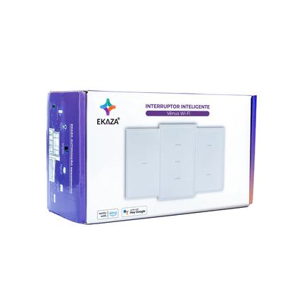 Imagem de Interruptor Inteligente Wifi Vênus 3 Botões Soft Touch Branco Ekaza Alexa e Google