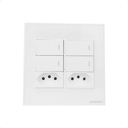 Imagem de Interruptor Inteligente Zigbee 4 Botões Tomadas 4X4 - Branco