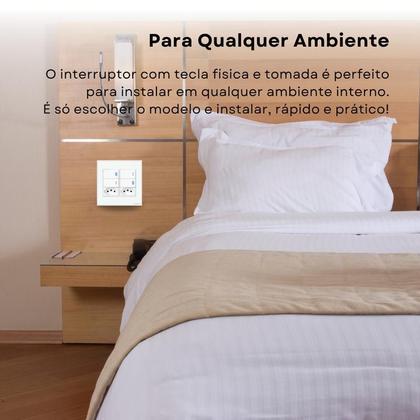 Imagem de Interruptor Inteligente Zigbee 4x4 4 Botões C/tomada Alexa Branco