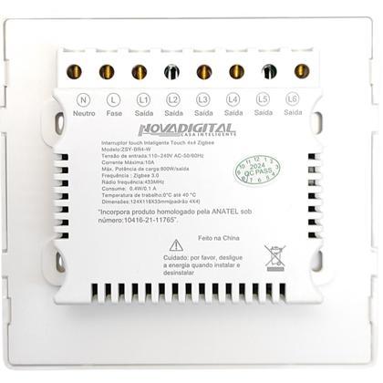 Imagem de Interruptor Inteligente Zigbee 4x4 De 4 Botões compatível Alexa Tuya Smart Life Novadigital (Branco)