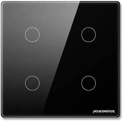 Imagem de Interruptor Inteligente Zigbee 4x4 de 4 Botões Preto NOVADIGITAL