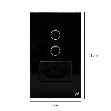 Imagem de Interruptor Inteligente Zigbee com 2 Botões Touch e Tomada Compatível Alexa google e Tuya - Preto