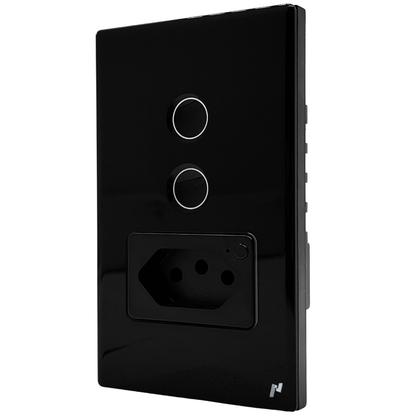 Imagem de Interruptor Inteligente Zigbee com 2 Botões Touch e Tomada Compatível Alexa google e Tuya - Preto
