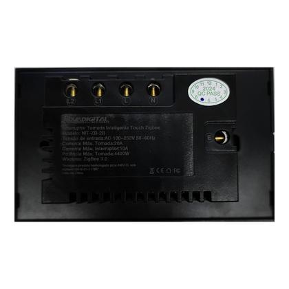 Imagem de Interruptor Inteligente Zigbee com 2 Botões Touch e Tomada Compatível Alexa google e Tuya - Preto