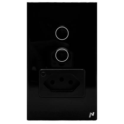 Imagem de Interruptor Inteligente Zigbee com 2 Botões Touch e Tomada Compatível Alexa google e Tuya - Preto