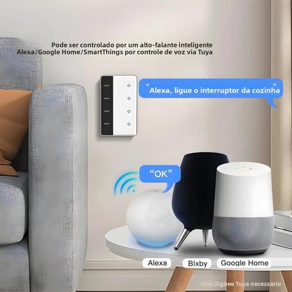 Imagem de Interruptor Inteligente Zigbee DIY Com Controle De Luz Por Toque Tipo EUA Funciona Com Tuya Alexa