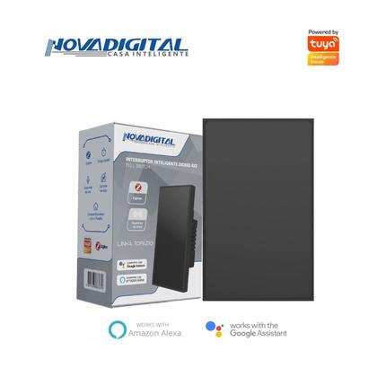 Imagem de Interruptor Inteligente Zigbee Linha Topázio 1 Botão Preto