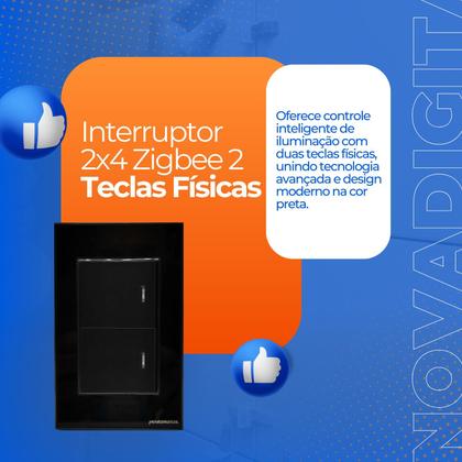 Imagem de Interruptor Inteligente Zigbee Novadigital 2 Teclas Físicas Tuya Smart Life Alexa 110V 220V Preto
