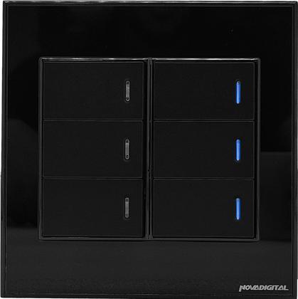 Imagem de Interruptor Inteligente Zigbee Novadigital 6 Botões Teclas Físicas 4x4 Tuya Smart Life Compatível com Alexa e Google Home 110V 220V Bivolt Preto