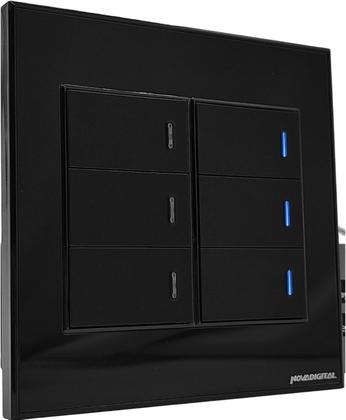 Imagem de Interruptor Inteligente Zigbee Novadigital 6 Botões Teclas Físicas 4x4 Tuya Smart Life Compatível com Alexa e Google Home 110V 220V Bivolt Preto