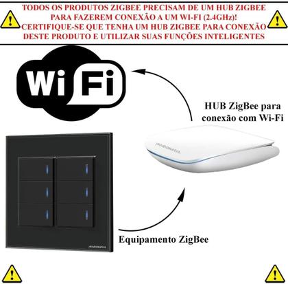 Imagem de Interruptor Inteligente Zigbee Novadigital 6 Botões Teclas Físicas 4x4 Tuya Smart Life Compatível com Alexa e Google Home 110V 220V Bivolt Preto