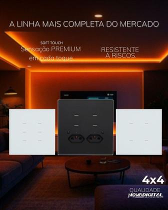 Imagem de Interruptor Inteligente Zigbee Soft Touch 4 teclas Quartzo da NovaDigital QZ-4x4-04-B - PRETO