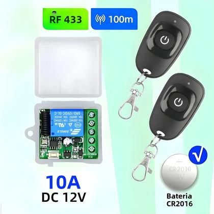 Imagem de Interruptor Mini Controle Remoto Sem Fio Universal 433Mhz Módulo Relé 12V 10A Para Motor Luz Portão
