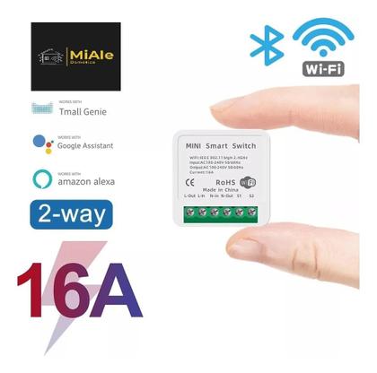 Imagem de Interruptor Mini Relé Wi-Fi Inteligente 16A Tuya Alexa JWCOM