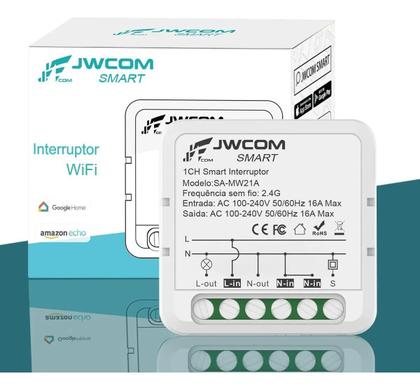 Imagem de Interruptor Mini Relé Wi-Fi Inteligente 16A Tuya Alexa JWCOM