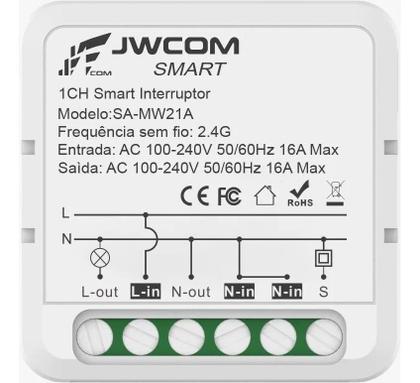 Imagem de Interruptor Mini Relé Wi-Fi Inteligente 16A Tuya Alexa JWCOM
