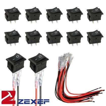 Imagem de Interruptor Mini Rocker 12V ON/OFF Pré-Cabeado 6A 250V 10A 125V AC DC Elétrico Para DIY