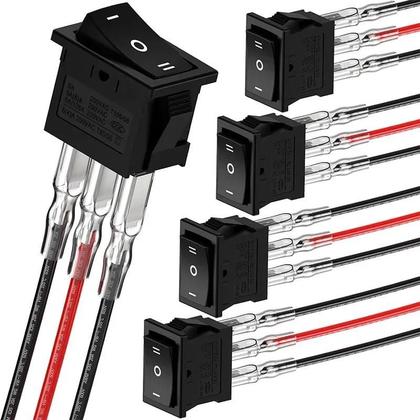 Imagem de Interruptor Mini Rocker 12V ON/OFF Pré-Cabeado 6A 250V 10A 125V AC DC Elétrico Para DIY