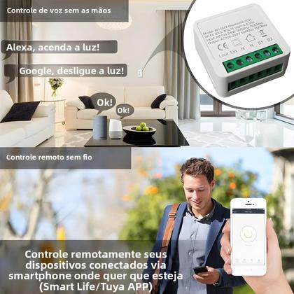Imagem de Interruptor Mini Smart Wifi 16A Controle Sem Fio De 2 Vias Para Tuya Smart Life Alexa Google Home