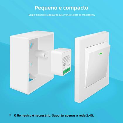 Imagem de Interruptor Mini Smart Wifi 16A Controle Sem Fio De 2 Vias Para Tuya Smart Life Alexa Google Home
