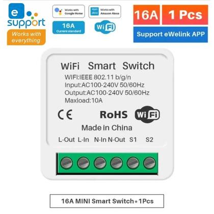 Imagem de Interruptor Mini Wifi 16A eWeLink DIY Controle Remoto Timer Relé Para Smart Life Alexa Google Home
