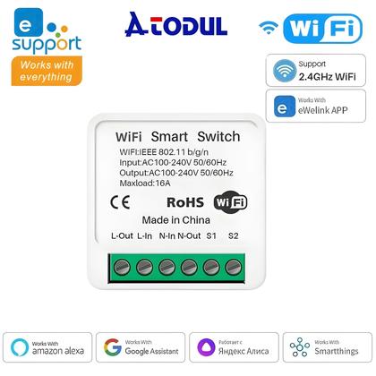 Imagem de Interruptor Mini Wifi 16A eWeLink DIY Controle Remoto Timer Relé Para Smart Life Alexa Google Home